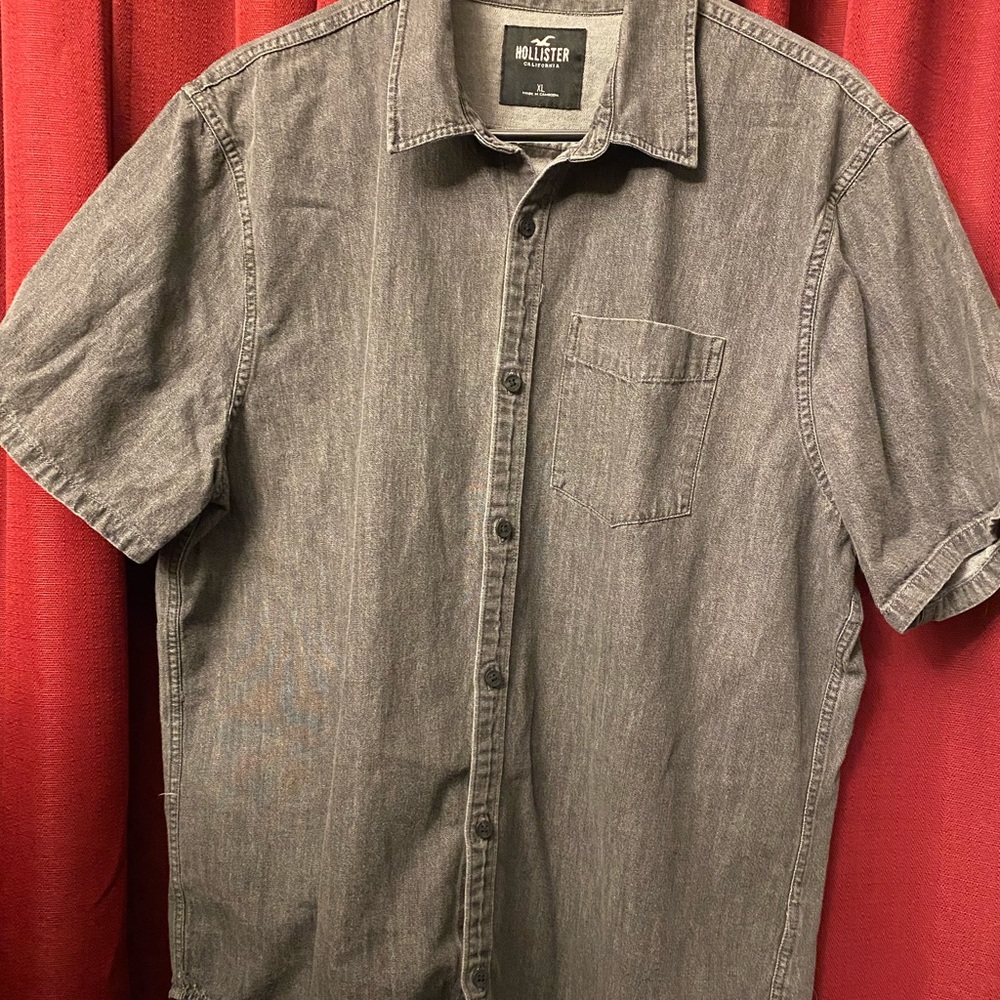 Hollister-‎ Button Up-Faded Black Denim like-XLarge
